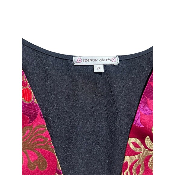 Vtg Spencer Alexis Kimono Cardigan Velvet Sheer Sequins Floral Boho Academia 2X - Picture 7 of 15